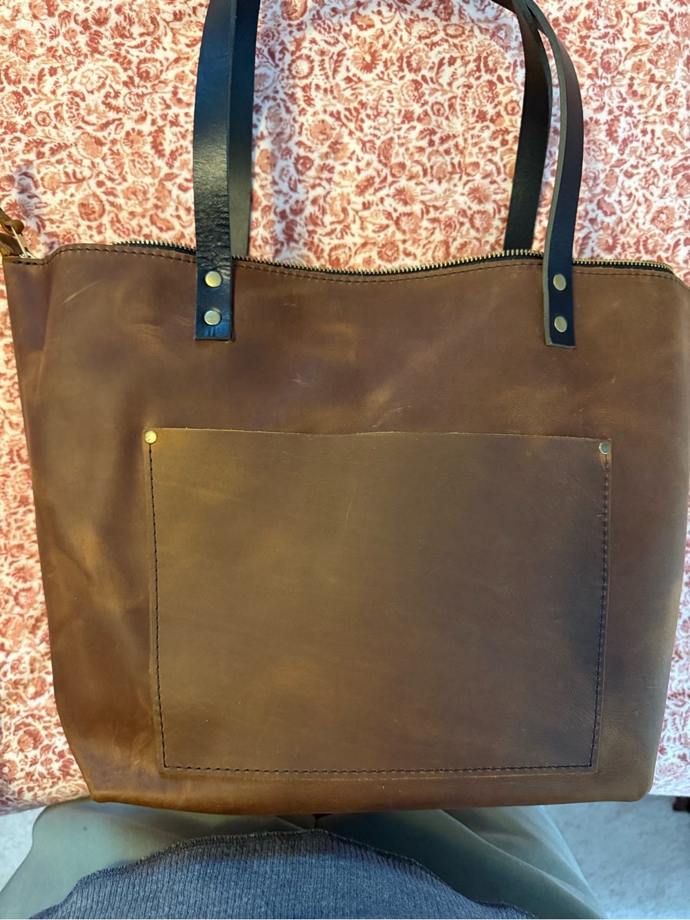 Portland Leather Large Zipper Tote in Canyon